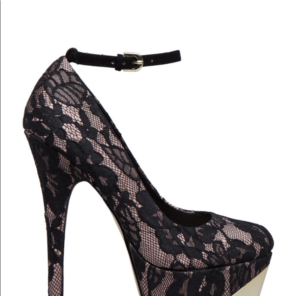 Lace & Gold Heels - Picture 2 of 4